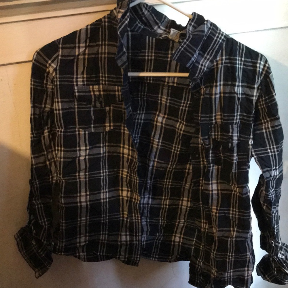 Cute flannel shirt long sleeve flannel black and white